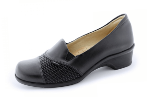 9330 Czarny+Elastico Kosela Medic eleganckie półbuty damskie profilaktyczno - zdrowotne 