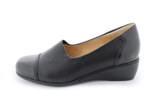  Kosela Medic Buty profilaktyczne zdrowotne damskie, Naturalna Skóra Model 9024 Czarne+Stretch na koturnie