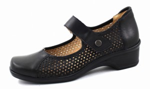 Kosela Medic półbuty damskie oddychające, profilaktyczne, zdrowotne ażurowe Model 9222 Czarny