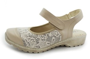 9297 Beż+Stretch Kosela Medic Profilaktyczne buty damskie sandały skóra naturalna