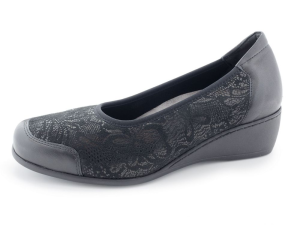 9753 Czarny+Stretch Kosela Medic Półbuty damskie skórzane obuwie profilaktyczne, zdrowotne