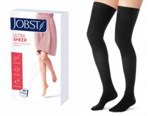 Pończochy uciskowe CCL1 JOBST Ultra Sheer 5, czarne, zamknięte palce  