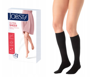 Podkolanówki uciskowe CCL2 JOBST Ultra Sheer 3, czarne, zamknięte palce